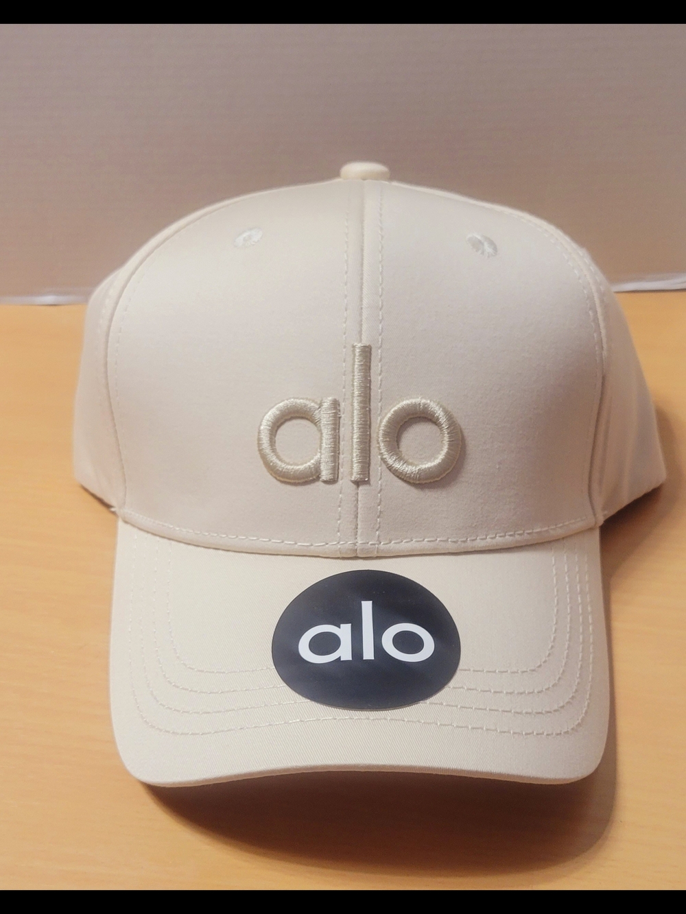 ALO Yoga Cream Logo Strapback Cap